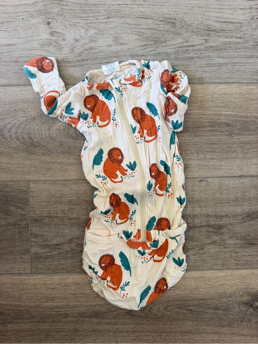 Lion Print Baby Zipper Swaddle - Cream & Orange